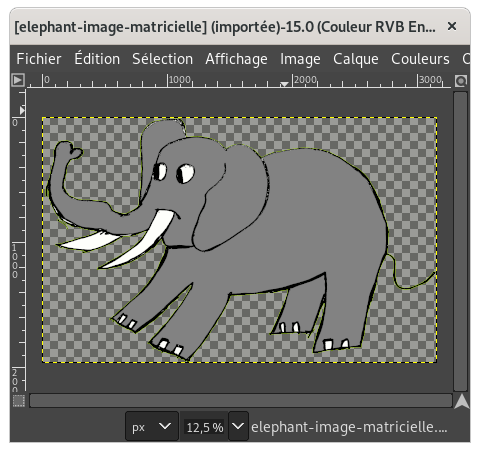 Image éléphant dans GIMP (finale)