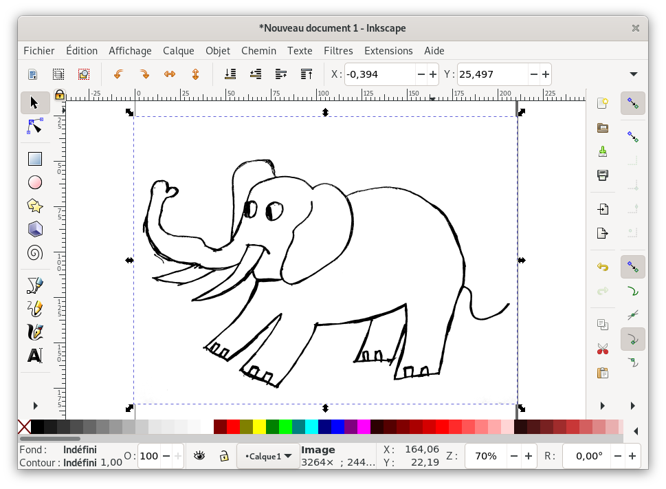 Image éléphant dans Inkscape (initiale)